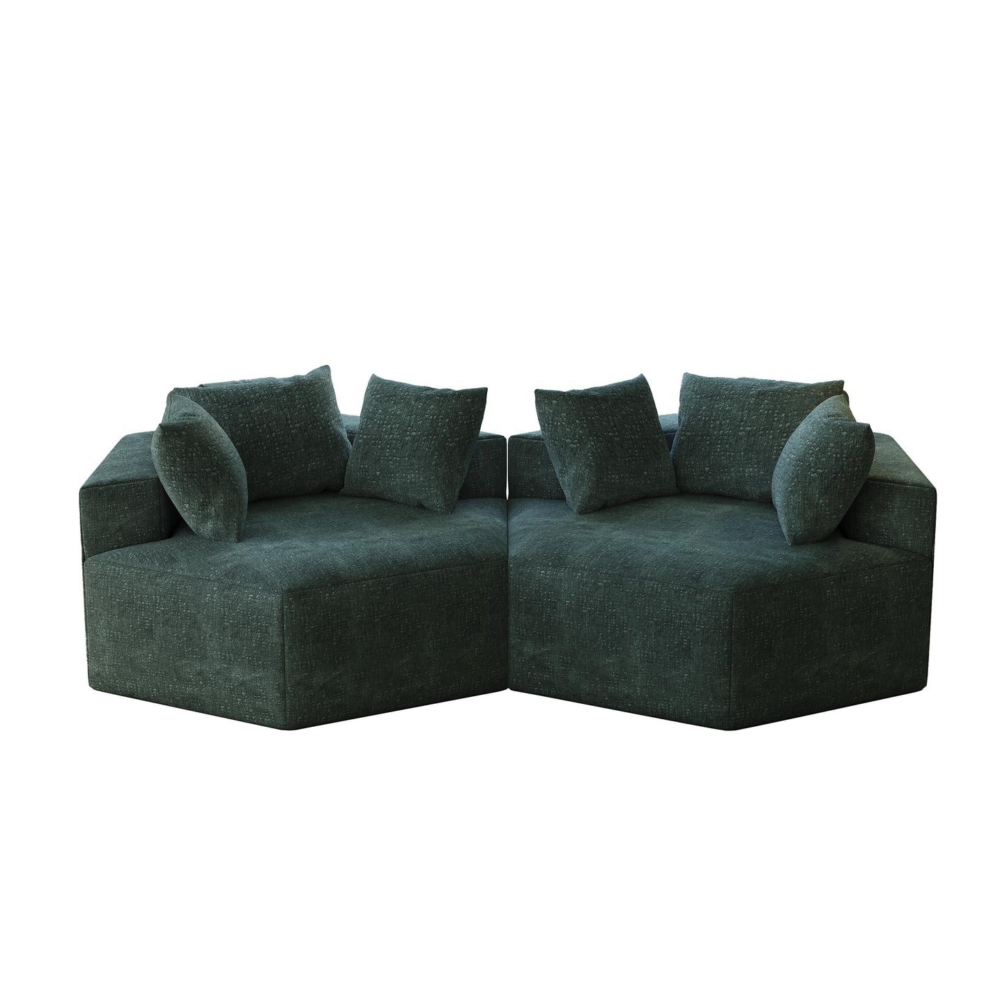 Canapé-lit simple en chenille verte avec coussin de dossier