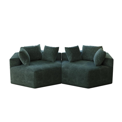 Canapé-lit simple en chenille verte avec coussin de dossier