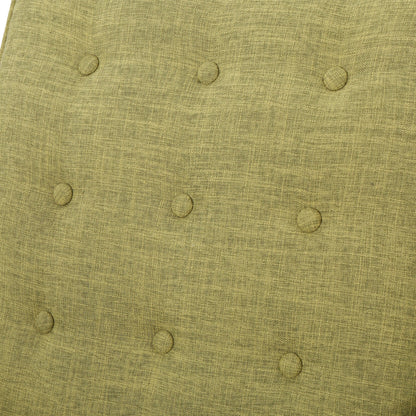 Fauteuil inclinable rembourré en tissu vert style milieu du siècle avec repose-pieds, dossier capitonné et pieds en hêtre