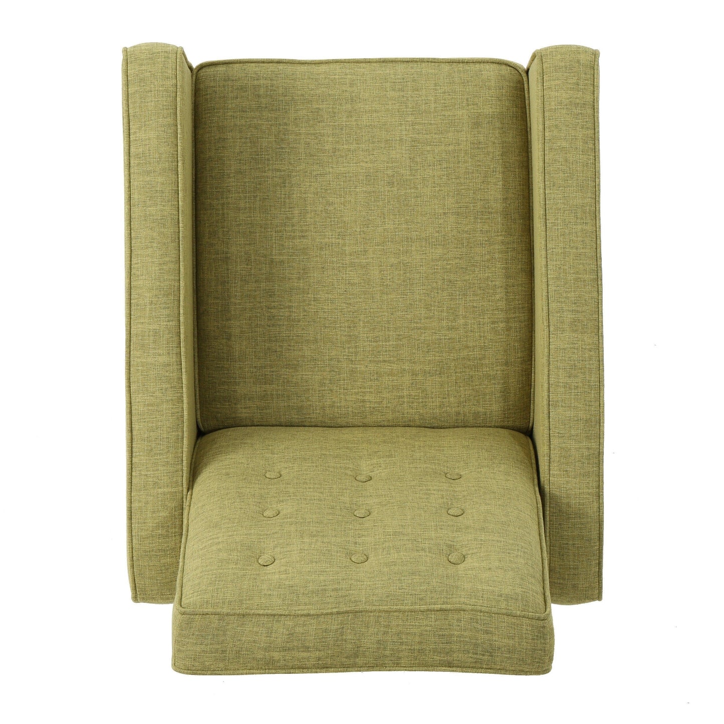 Fauteuil inclinable rembourré en tissu vert style milieu du siècle avec repose-pieds, dossier capitonné et pieds en hêtre