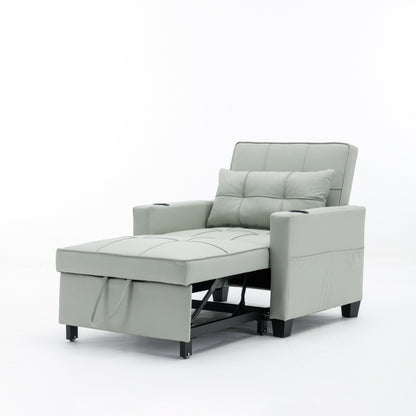 Canapé-lit convertible en similicuir vert avec ports USB