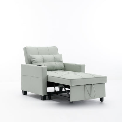 Canapé-lit convertible en similicuir vert avec ports USB