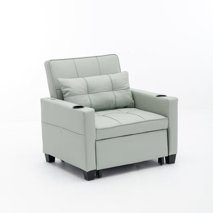 Canapé-lit convertible en similicuir vert avec ports USB