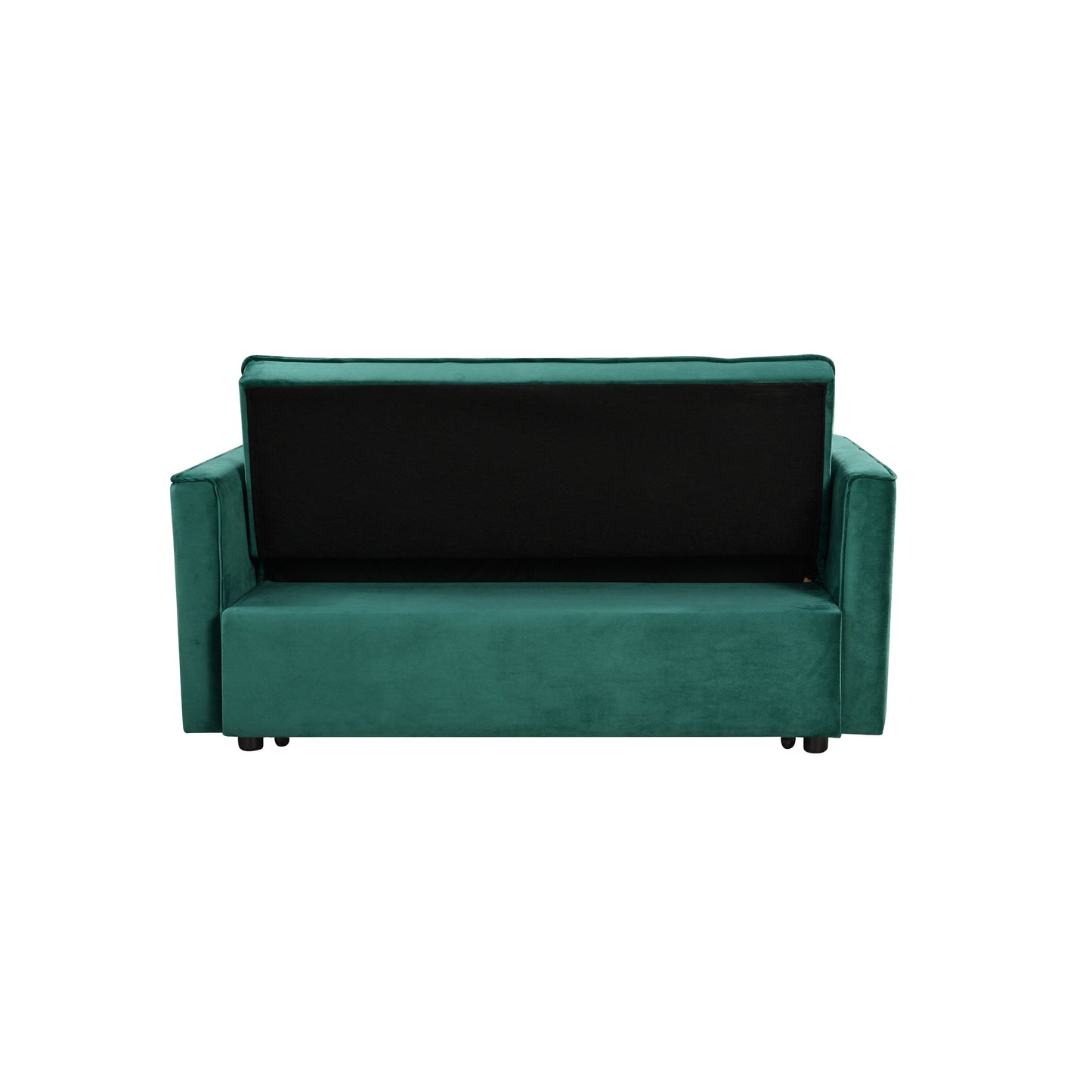 Canapé-lit convertible en flanelle verte avec rangement