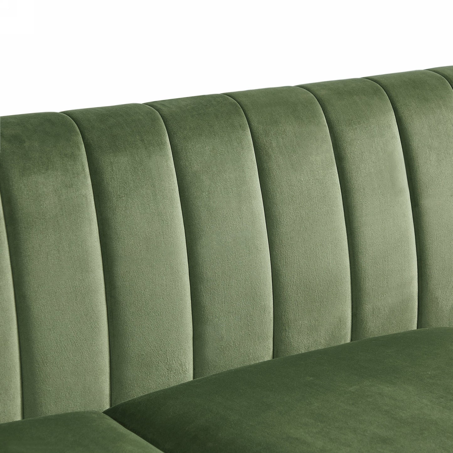 Canapé Chesterfield rembourré en velours vert de style Mid-Century Modern de 55 pouces avec cadre en bois et coussins pour le salon
