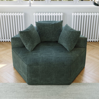 Canapé-lit simple moderne vert 54 en éponge chenille avec coussin de dossier pour salon
