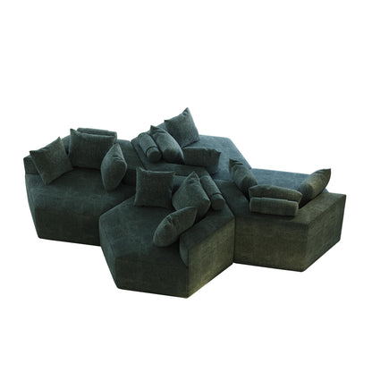 Canapé-lit simple moderne vert 54 en éponge chenille avec coussin de dossier pour salon