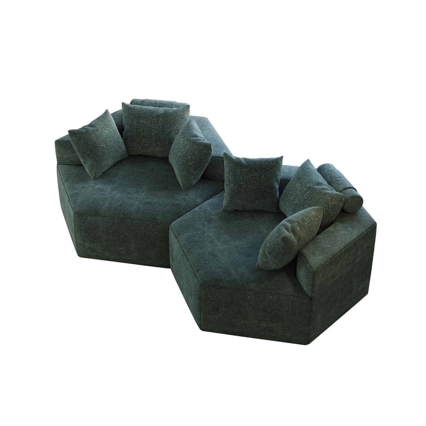 Canapé-lit simple moderne vert 54 en éponge chenille avec coussin de dossier pour salon