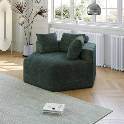 Canapé-lit simple moderne vert 54 en éponge chenille avec coussin de dossier pour salon