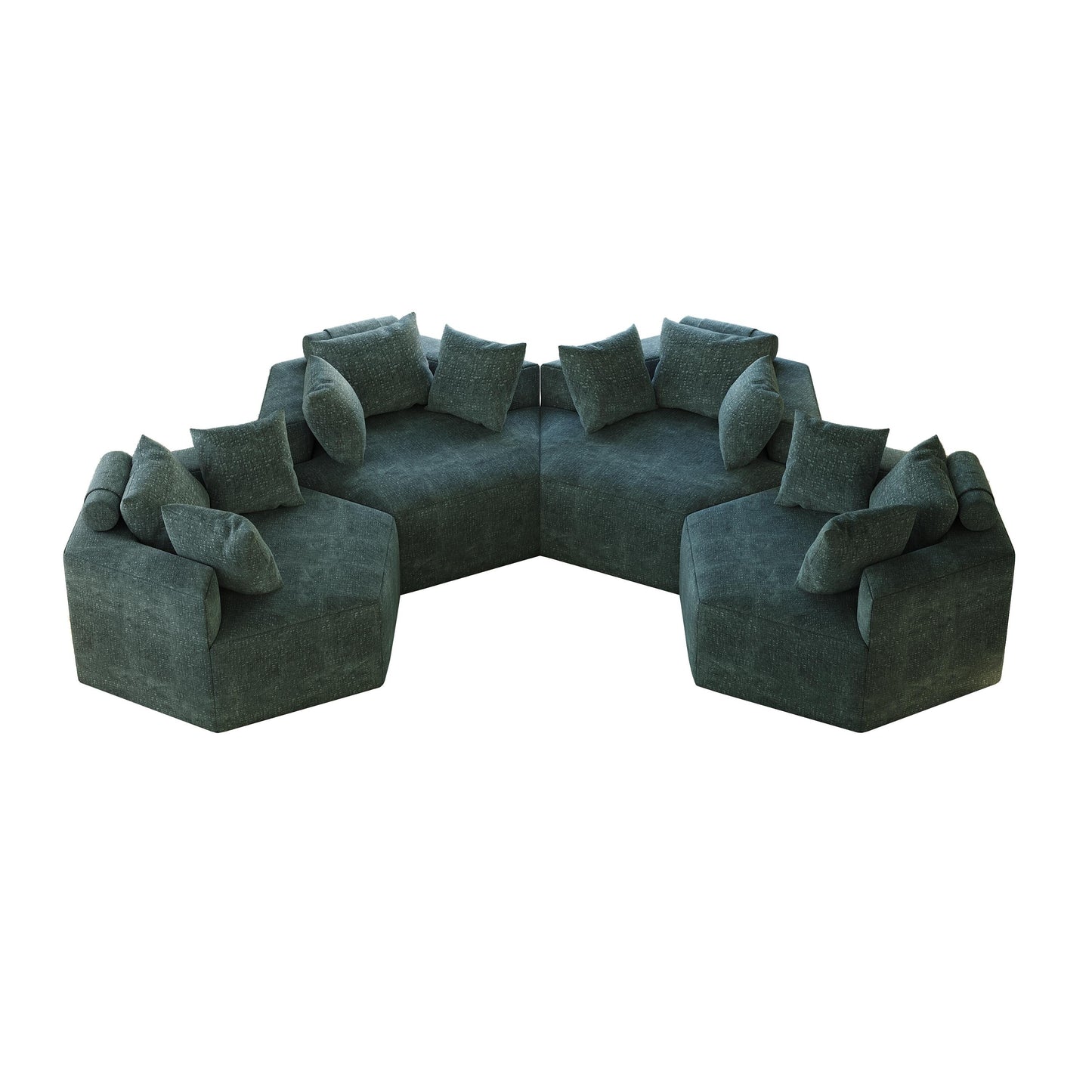 Canapé-lit simple moderne vert 54 en éponge chenille avec coussin de dossier pour salon