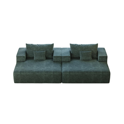 Canapé-lit simple moderne en éponge chenille verte 55 avec coussin de dossier pour salon