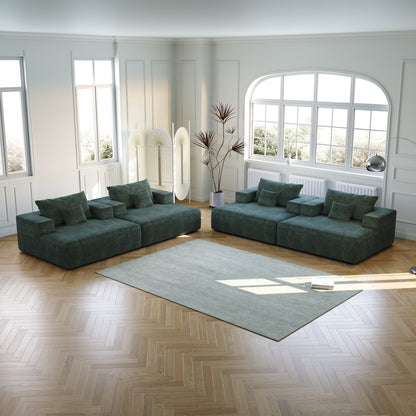 Canapé-lit simple moderne en éponge chenille verte 55 avec coussin de dossier pour salon