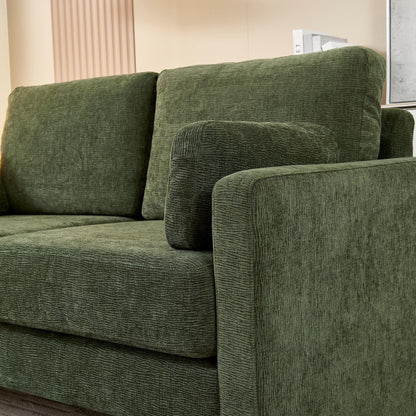 Canapé causeuse moderne vert 58,66 pouces en chenille avec coussins de dossier et oreillers pour le salon