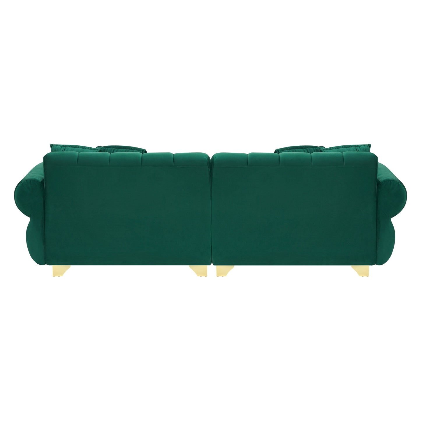 Canapé 3 places en velours vert moderne 89 avec coussins à ressorts et pieds en métal pour le salon