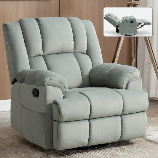 Fauteuil inclinable surdimensionné en tissu vert avec fonction pivotante et basculante