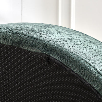 Canapé-lit simple rond en chenille verte avec coussin de dossier