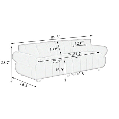 Canapé 3 places en velours vert avec coussins à ressorts