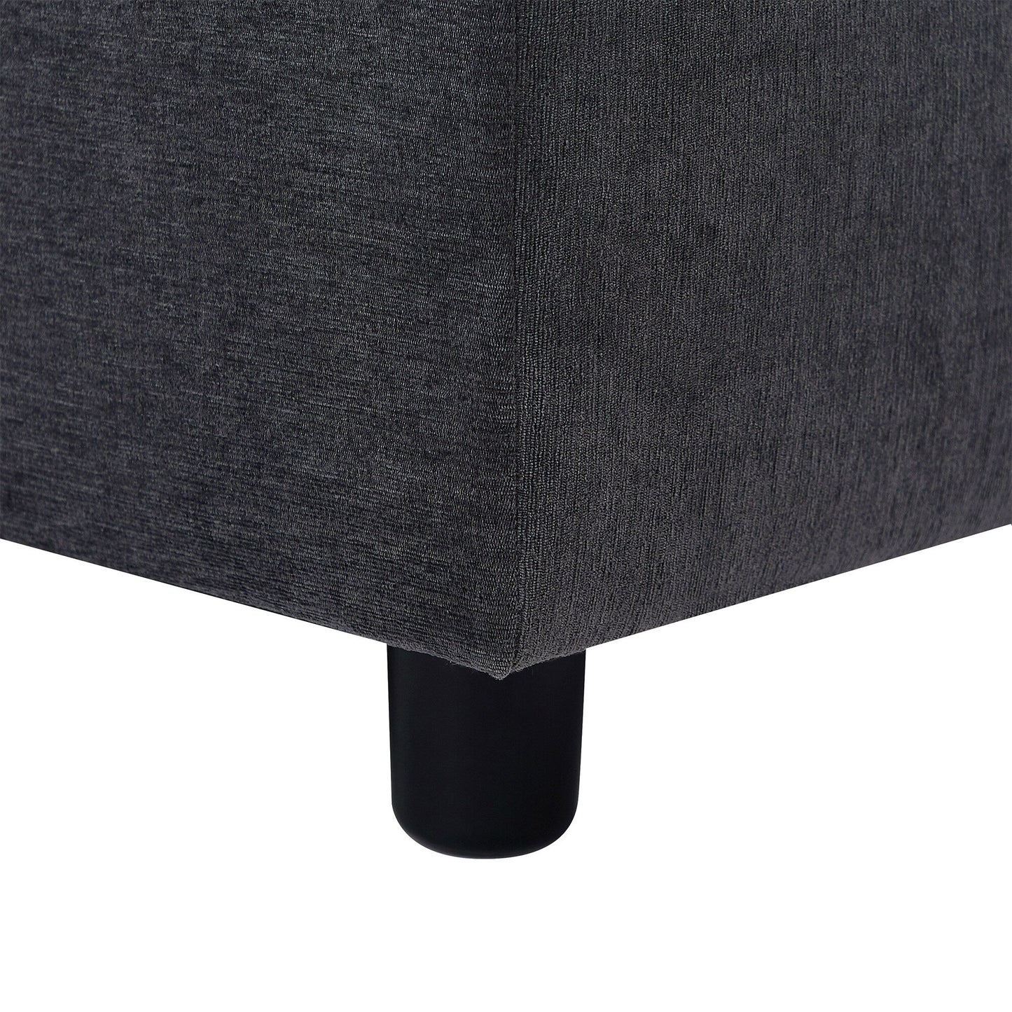 Canapé sectionnel 3 places en polyester gris 102,4 po avec repose-pieds réversible, coussins épais et pieds en plastique résistants