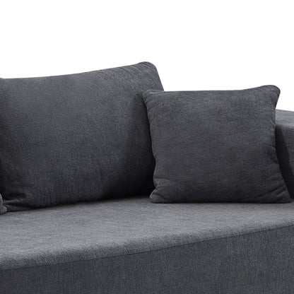 Canapé sectionnel 3 places en tissu gris de 107,48 po avec coussins de 16,53 po et méridienne, modèle 2 pièces