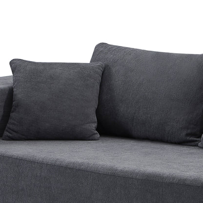 Canapé sectionnel 3 places en tissu gris de 107,48 po avec coussins de 16,53 po et méridienne, modèle 2 pièces