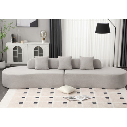 Canapé modulaire incurvé gris 130,5 avec tissu ergonomique haute résilience et 3 coussins