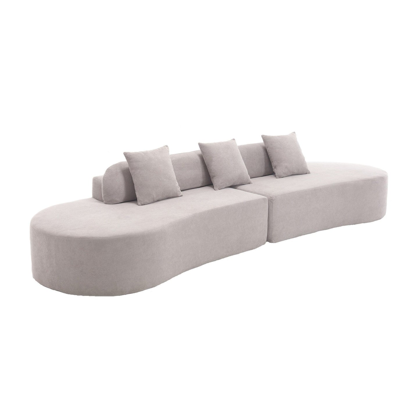 Canapé modulaire incurvé gris 130,5 avec tissu ergonomique haute résilience et 3 coussins