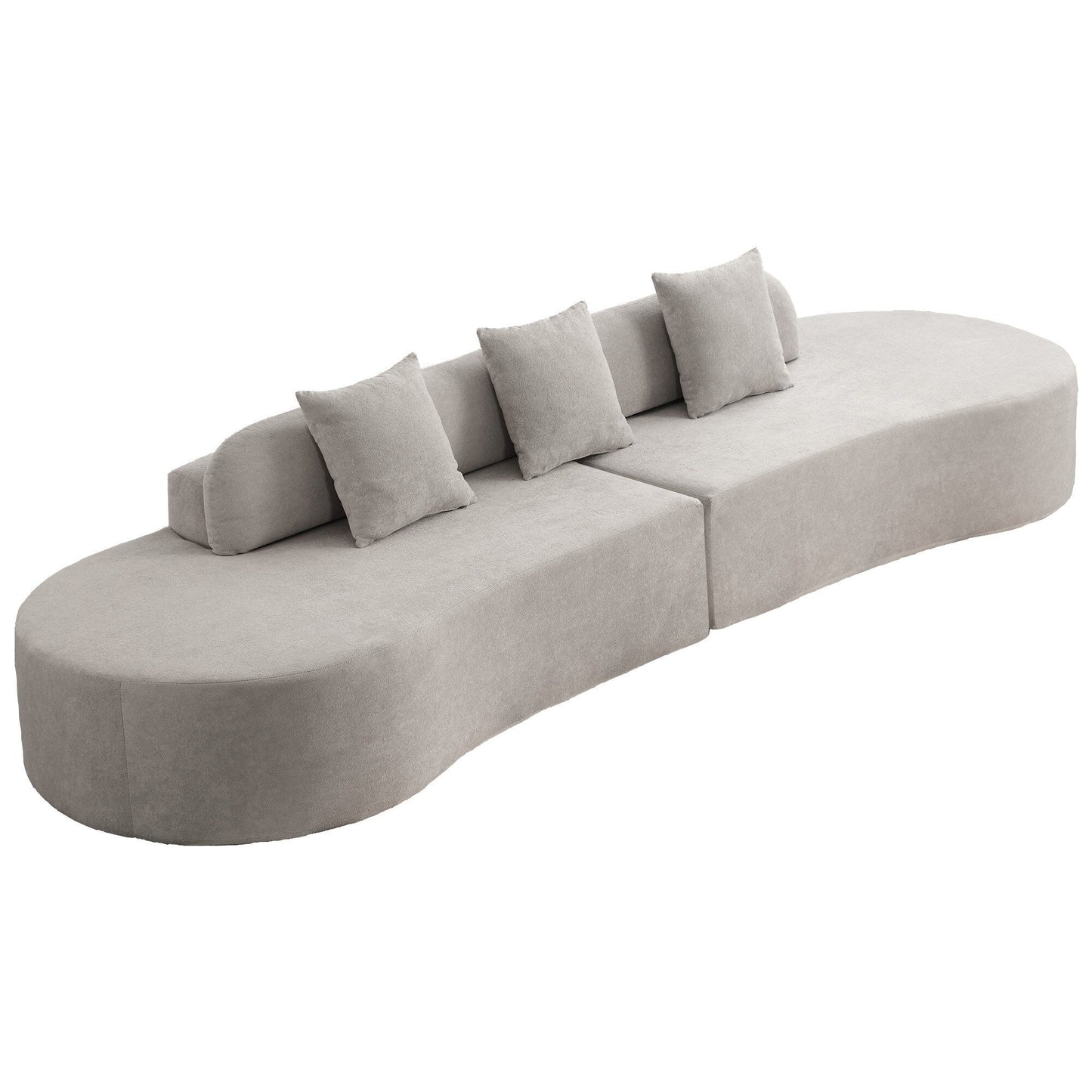 Canapé modulaire incurvé gris 130,5 avec tissu ergonomique haute résilience et 3 coussins