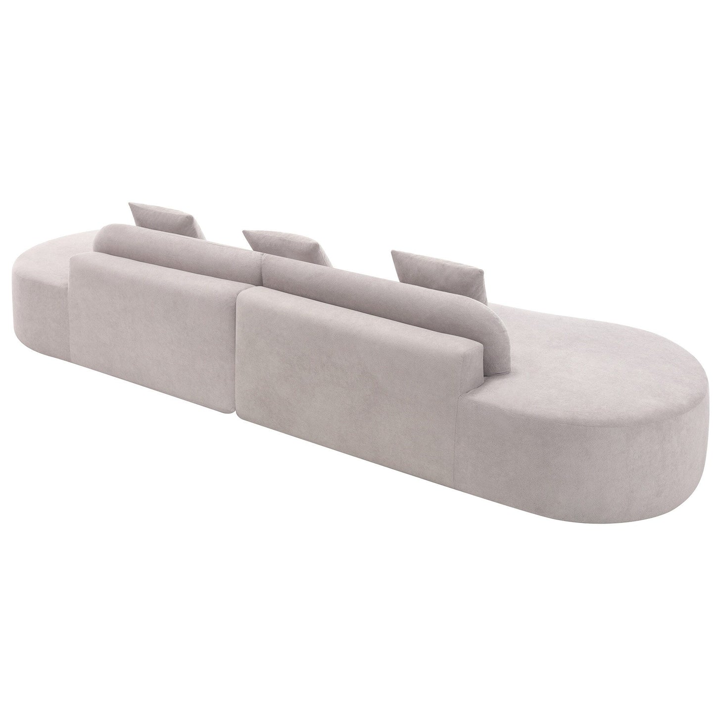 Canapé modulaire incurvé gris 130,5 avec tissu ergonomique haute résilience et 3 coussins