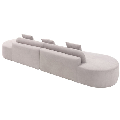Canapé modulaire incurvé gris 130,5 avec tissu ergonomique haute résilience et 3 coussins