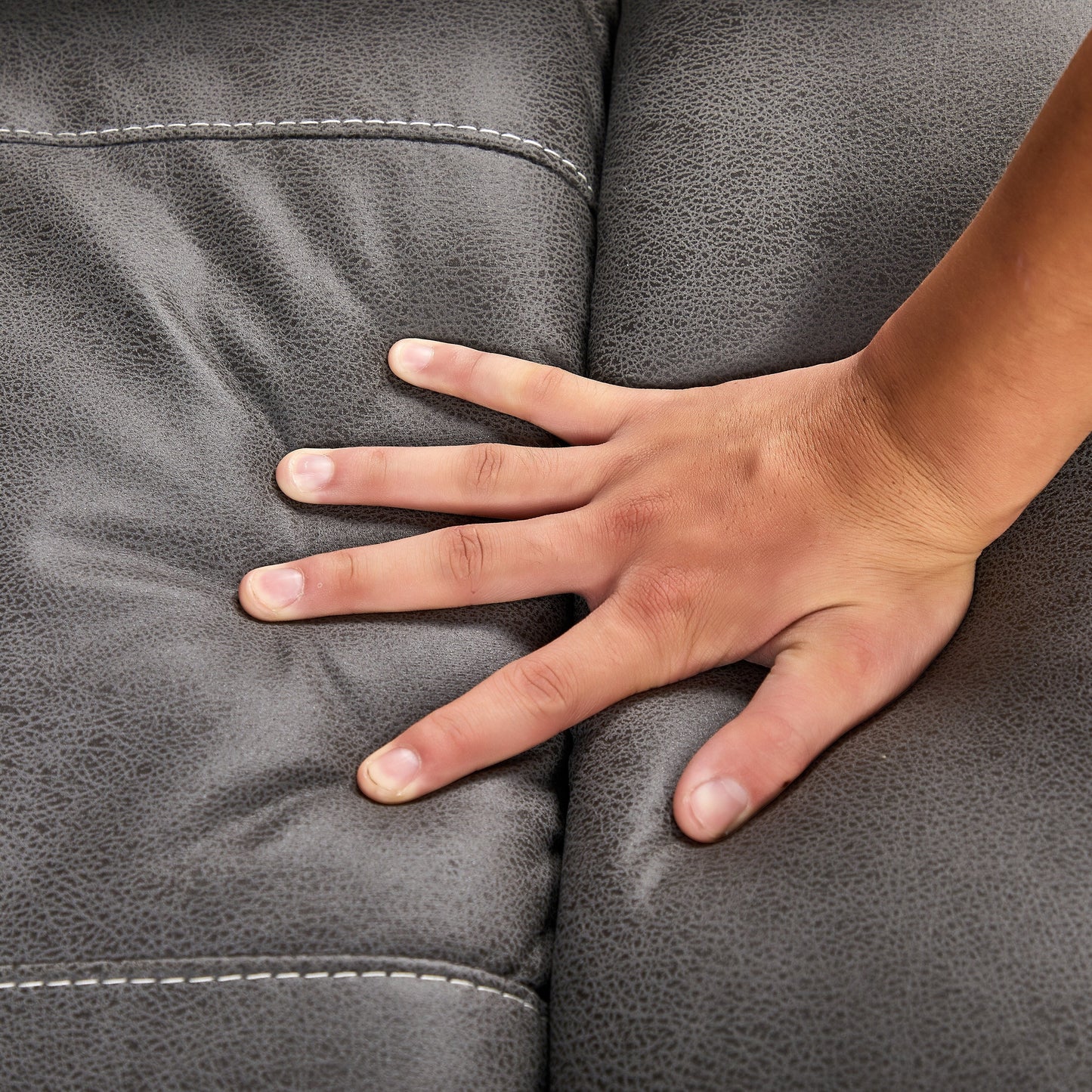 Fauteuil inclinable pivotant à 240° gris avec deux moteurs, appui-tête électrique, inclinaison infinie, ports USB et repose-pieds