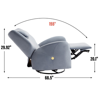 Fauteuil inclinable électrique pivotant à 270° gris avec mouvement de bascule, soutien cervical et lombaire, ports USB et Type-C, facile à assembler