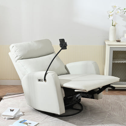 Fauteuil inclinable pivotant à 270° gris avec ports USB, inclinaison électrique et confort moelleux