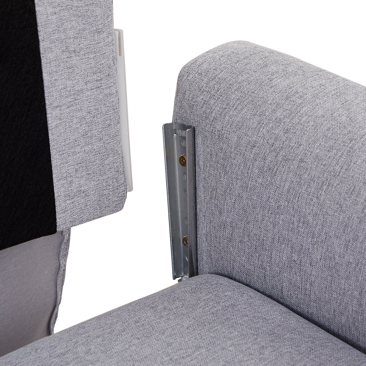 Canapé-lit 3 places réglable en tissu gris de 71 cm avec lit gigogne, méridienne et poches de rangement pour accoudoirs