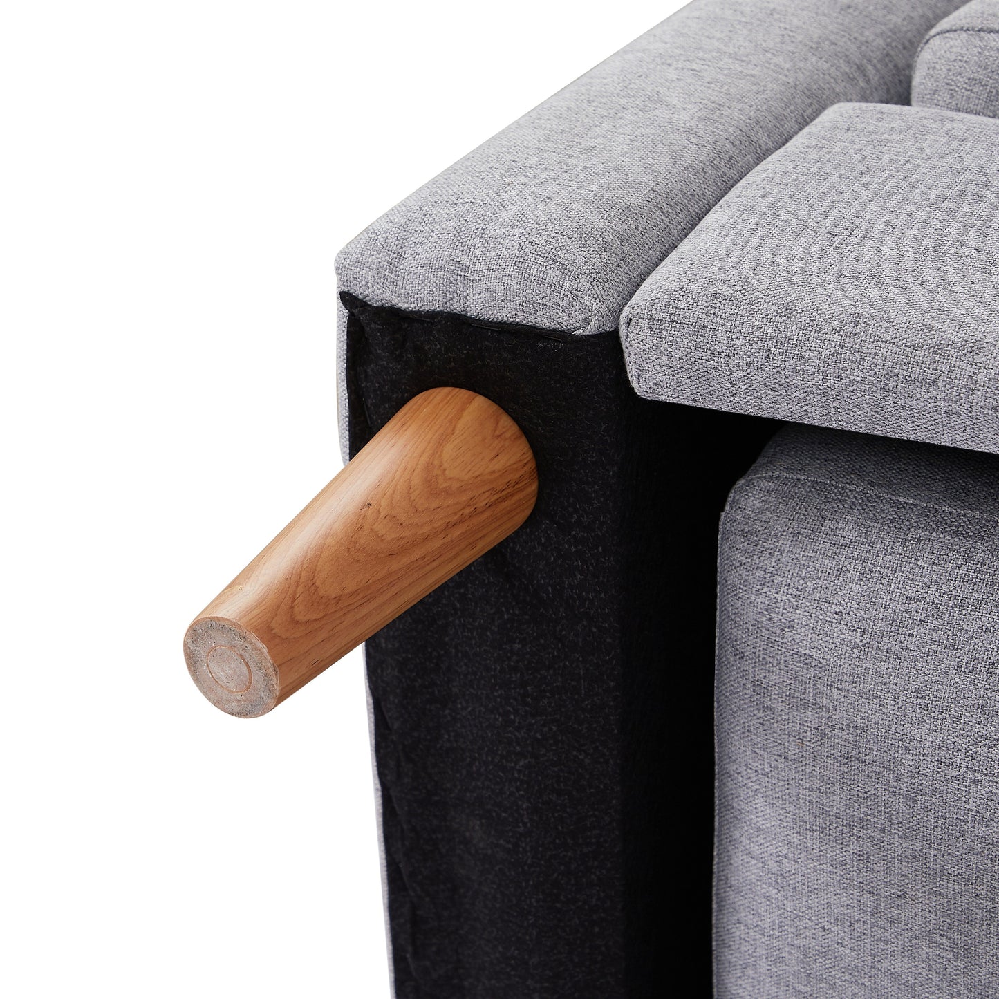 Canapé-lit en L réglable en tissu gris de 72 cm avec méridienne, lit gigogne et poches de rangement