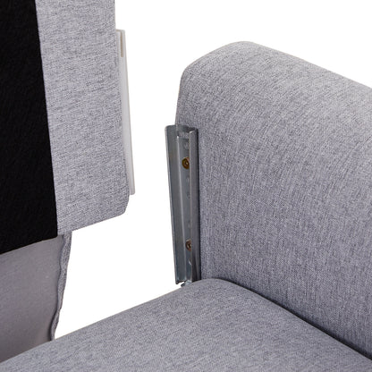 Canapé-lit 3 places réglable en tissu gris de 71 cm avec méridienne, lit gigogne et poches de rangement pour accoudoirs