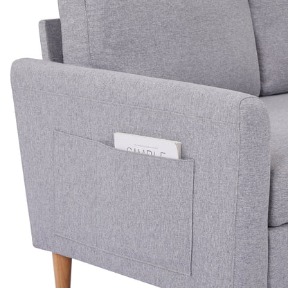 Canapé-lit en tissu gris de 28,35 pouces avec méridienne et lit gigogne