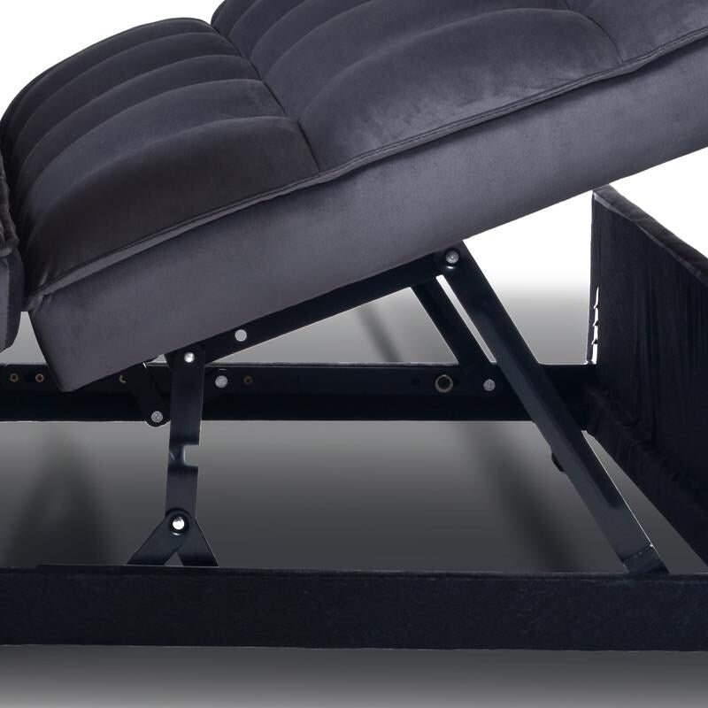 Canapé-lit convertible 3 en 1 en velours gris, avec poches latérales, fabriqué au Vietnam