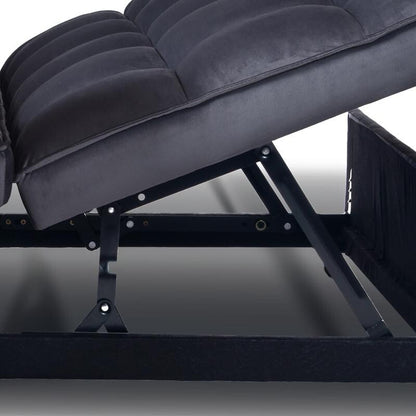 Canapé-lit convertible 3 en 1 en velours gris, avec poches latérales, fabriqué au Vietnam