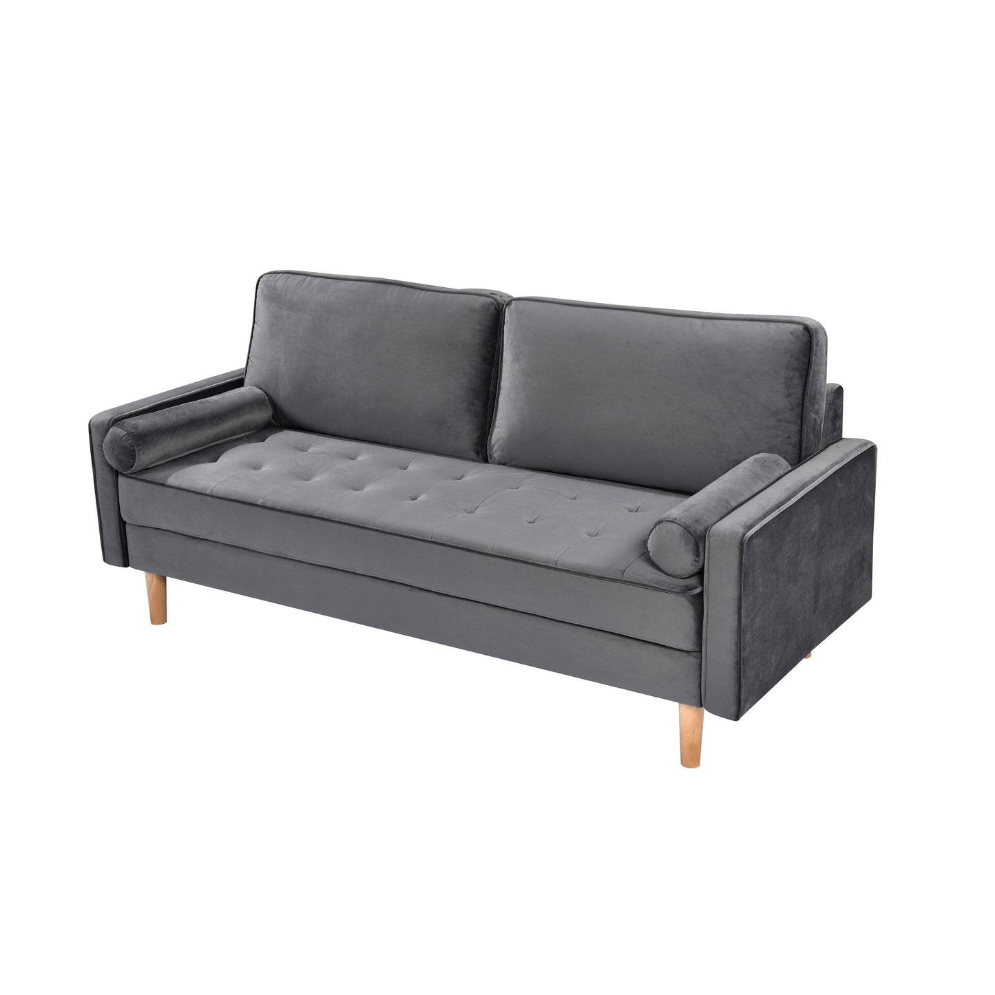 Canapé 3 places gris avec coussin en coton