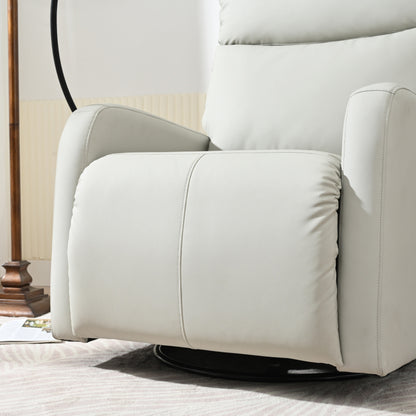 Fauteuil inclinable pivotant à 360° gris avec support de téléphone, repose-pieds et position réglable pour salon et home cinéma