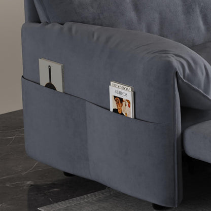 Canapé-lit gigogne 3-en-1 en velours gris 63,8 avec rangement latéral pour le salon