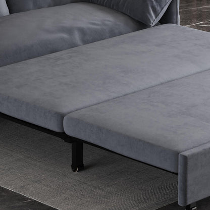 Canapé-lit gigogne 3-en-1 en velours gris 63,8 avec rangement latéral pour le salon
