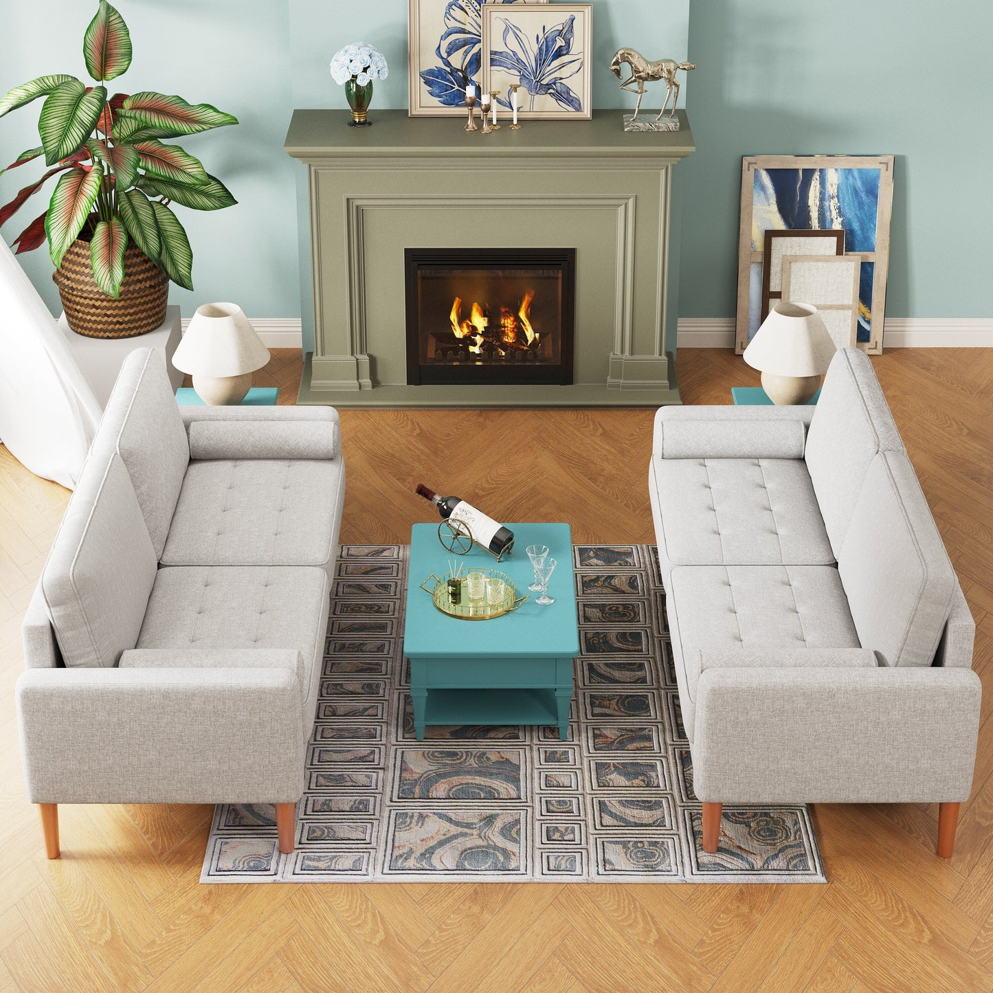 Canapé 3 places rembourré gris 67,7 avec assemblage sans outil, mousse haute densité et structure en bois massif