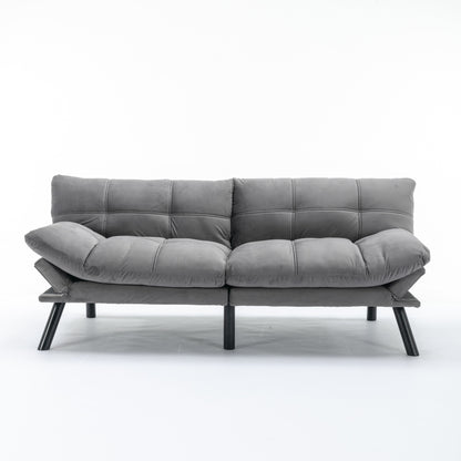 Canapé convertible moderne en tissu gris de 70,9 pouces avec dossier réglable