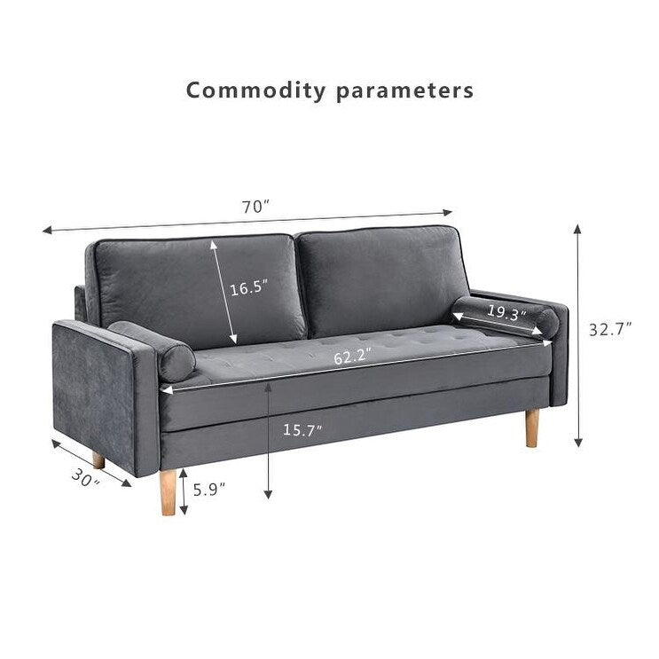 Canapé 3 places gris 70 avec coussin de remplissage en coton élastique et poupée de haute qualité pour le salon