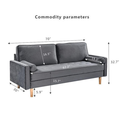 Canapé 3 places gris 70 avec coussin de remplissage en coton élastique et poupée de haute qualité pour le salon