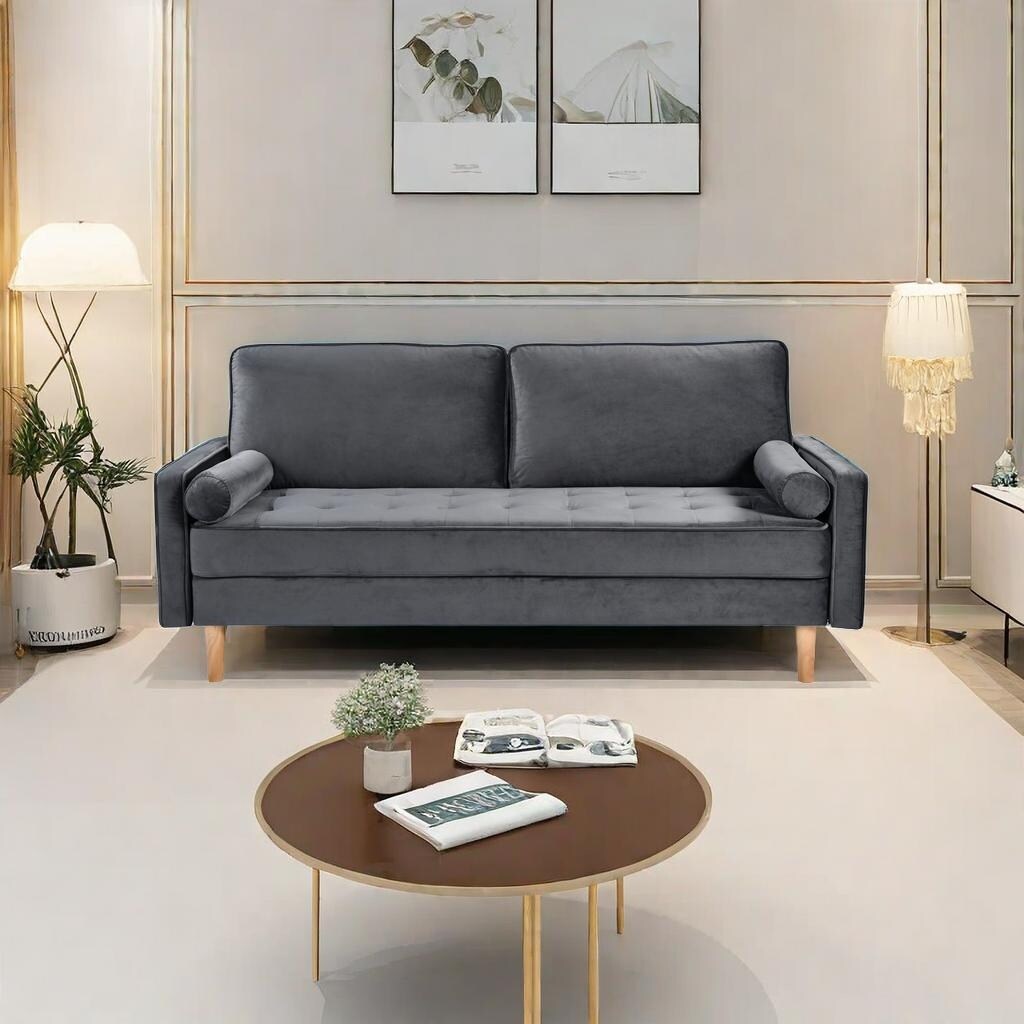 Canapé 3 places gris 70 avec coussin de remplissage en coton élastique et poupée de haute qualité pour le salon