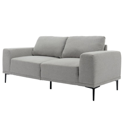 Canapé 2 places en tissu gris 74,8 moderne avec pieds en fer et coussins confortables, idéal pour les appartements et les chambres