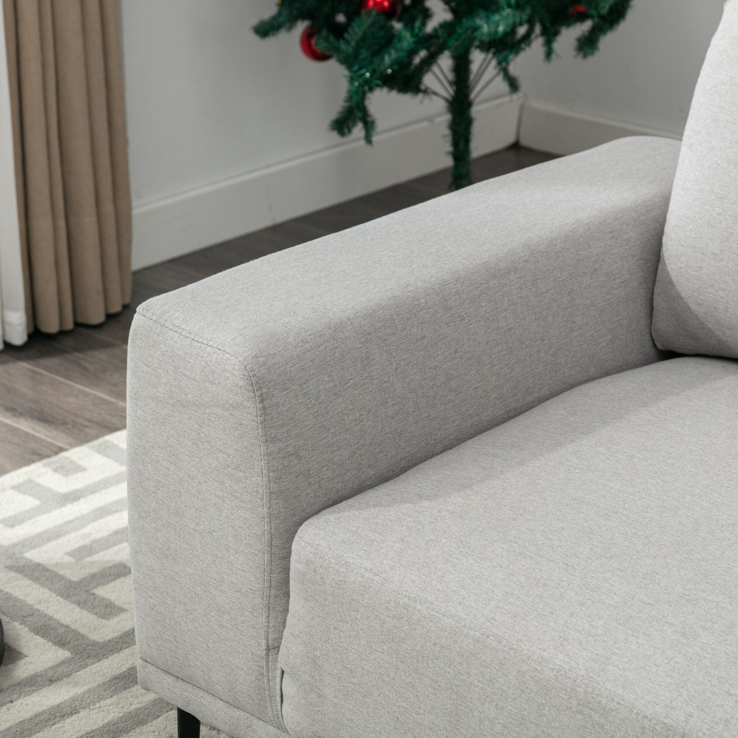 Canapé 2 places en tissu gris 74,8 moderne avec pieds en fer et coussins confortables, idéal pour les appartements et les chambres