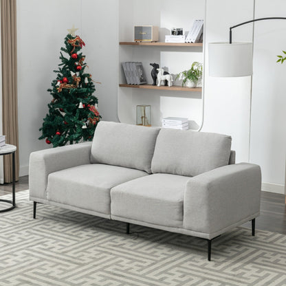 Canapé 2 places en tissu gris 74,8 pouces avec coussins amovibles et pieds en fer
